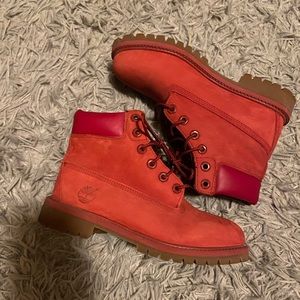 Red timberland 6” boots